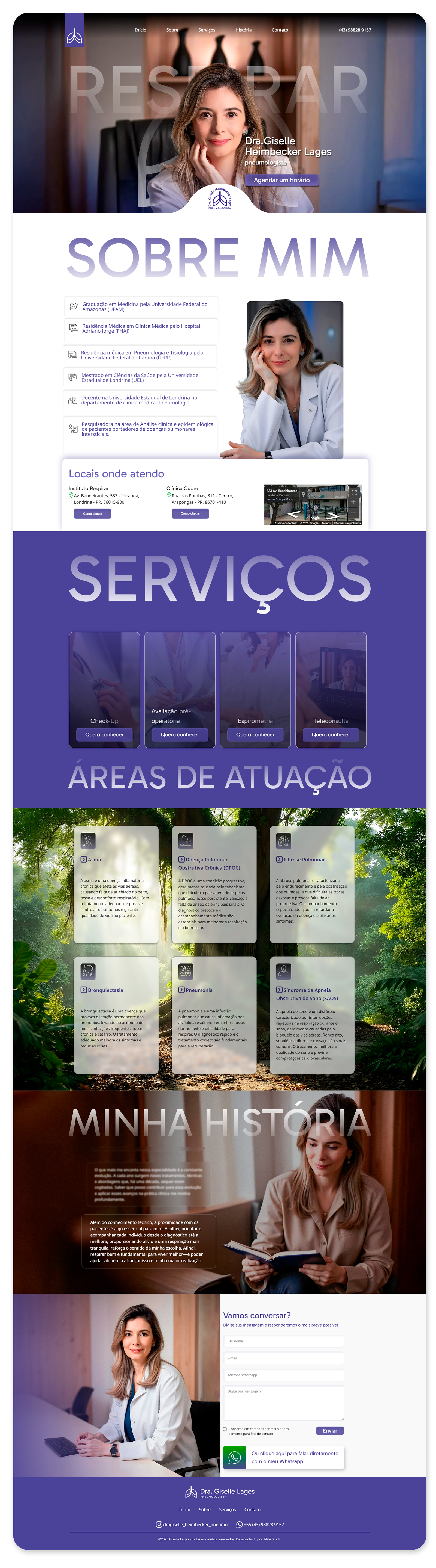 Print do site institucional da Dra. Giselle Lages